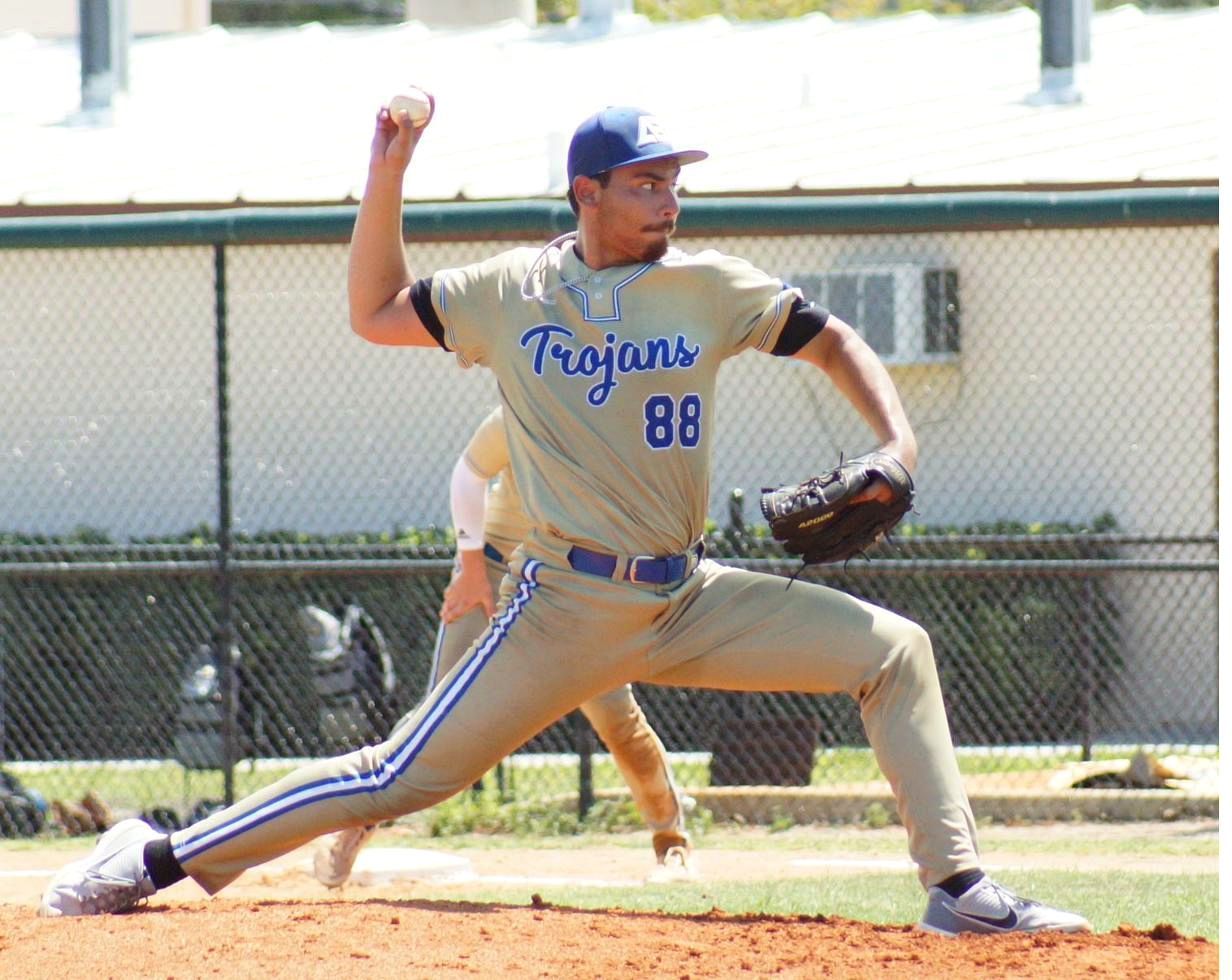 Daniel Sandoval, #88, in full pitching delivery